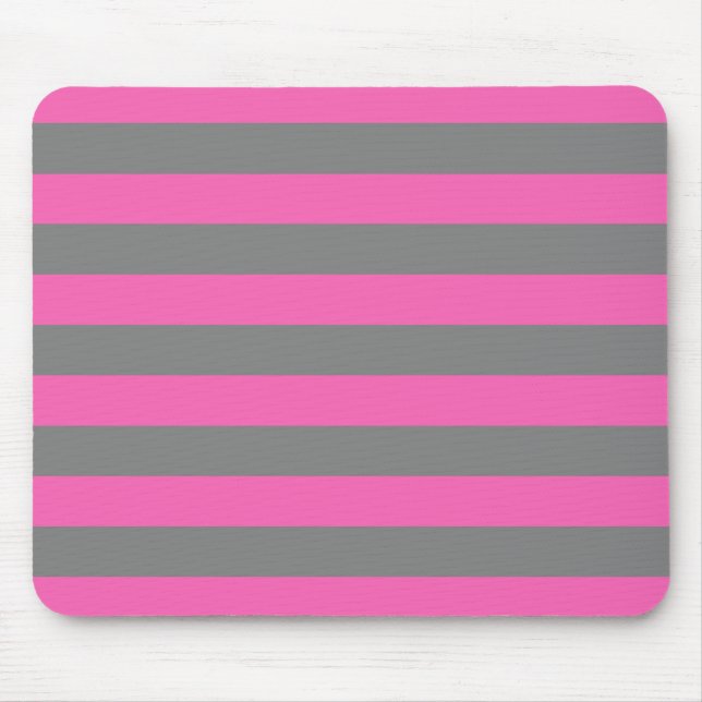 Emo Pink & Grey Stripes Mouse Mat (Front)