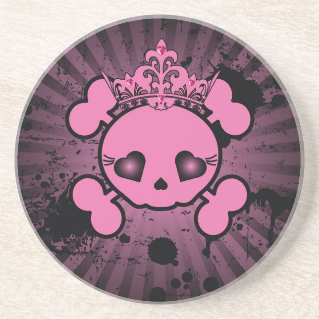 EMO Pink Skull Crossbones Girly Pirate Coasters (Front)