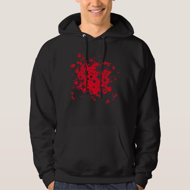 Emo Red Star Paint Splatter Hoodie (Front)