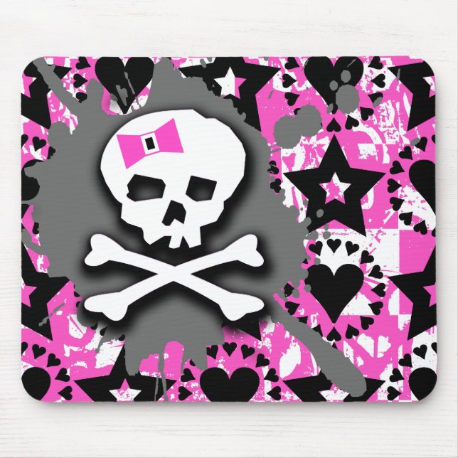 Emo Skull & Bones Mouse Mat (Front)