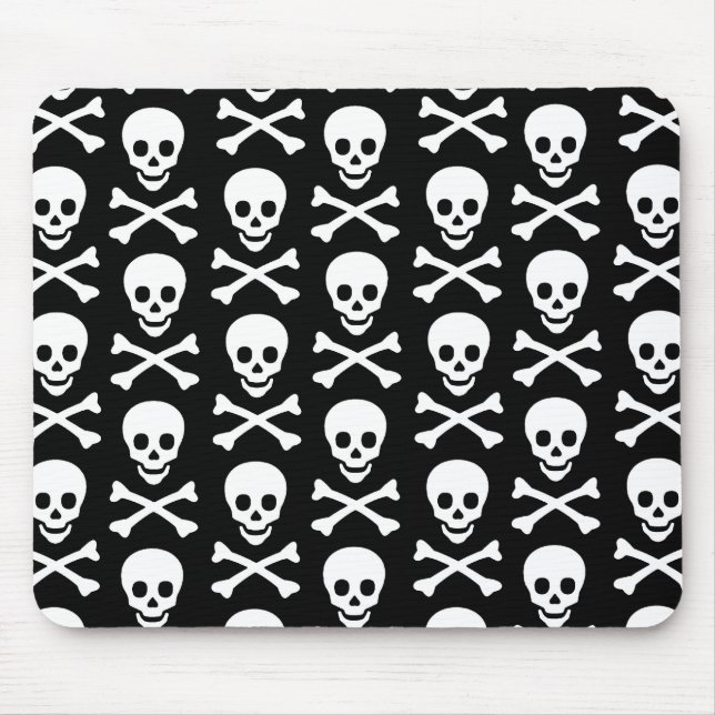 Emo Skull & Bones Pattern Mouse Mat (Front)