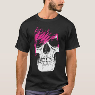 Emo Skull Modern White and Black Art Trendy T-Shirt