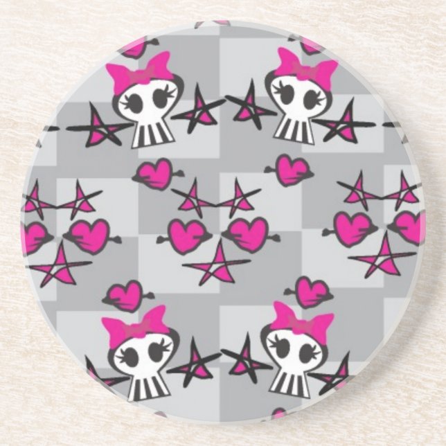 Emo Skulls Pattern Coaster (Front)