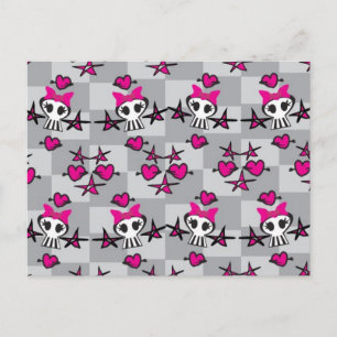 Emo Skulls Pattern Postcard