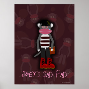 Emo Sock Monkey Character Customisable Poster