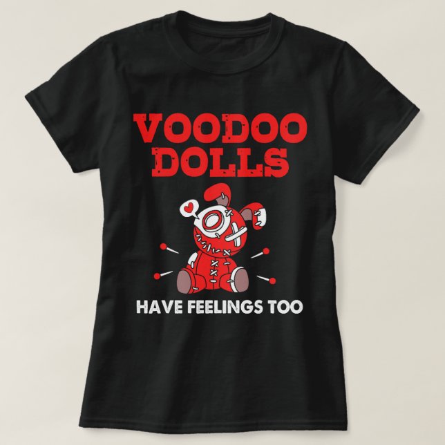 Emo Voodoo Dolls Have Feelings Too Halloween Gothi T-Shirt (Design Front)