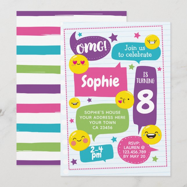 Emoij Birthday Invitation (Front/Back)