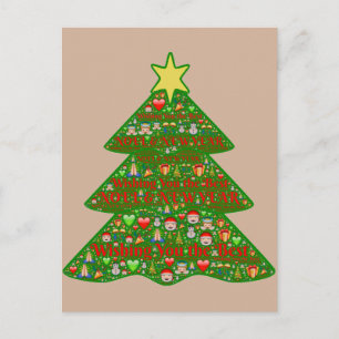 Emoji art Christmas tree Holiday post card