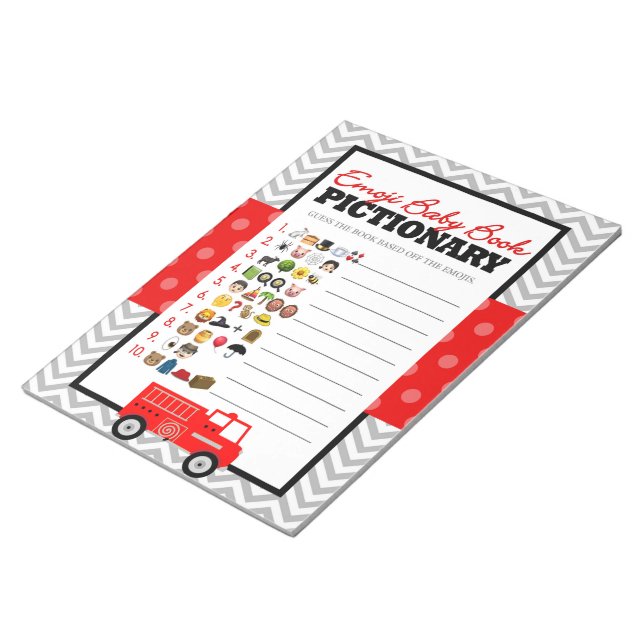 Emoji Baby Book Firetruck Baby Shower Game Pack Notepad (Angled)