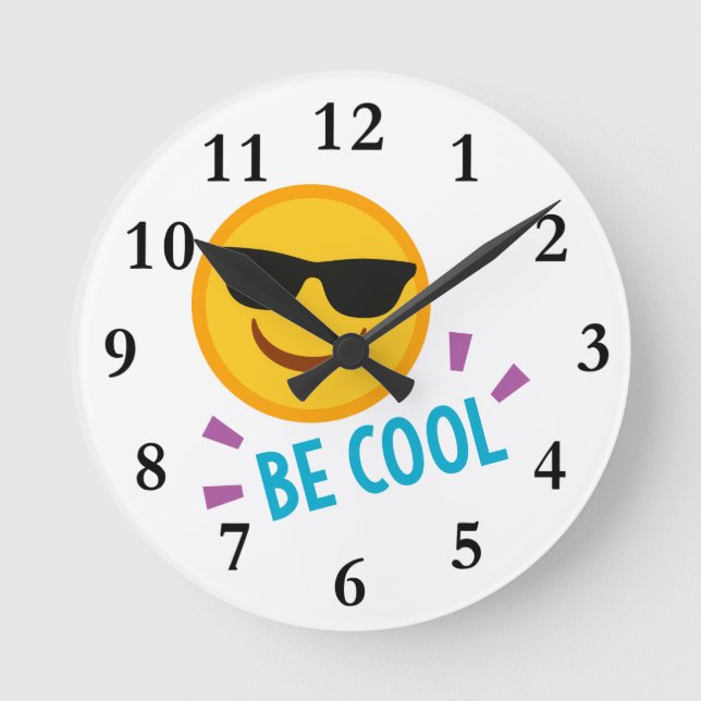 Emoji Be Cool Round Clock (Front)