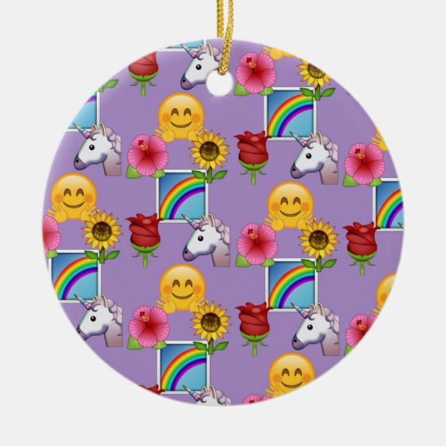 Emoji Beauty Purple Pattern Ceramic Tree Decoration (Front)