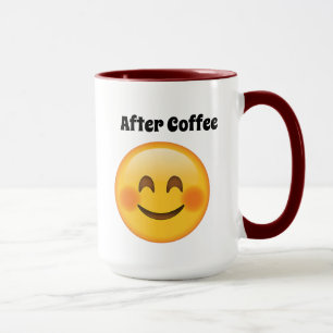 Emoji before & after coffee mug