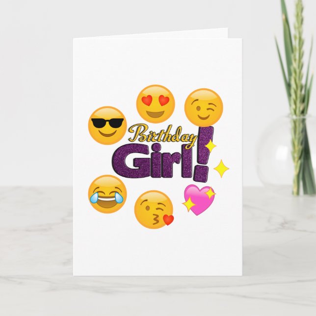 Emoji Birthday Girl Card (Front)