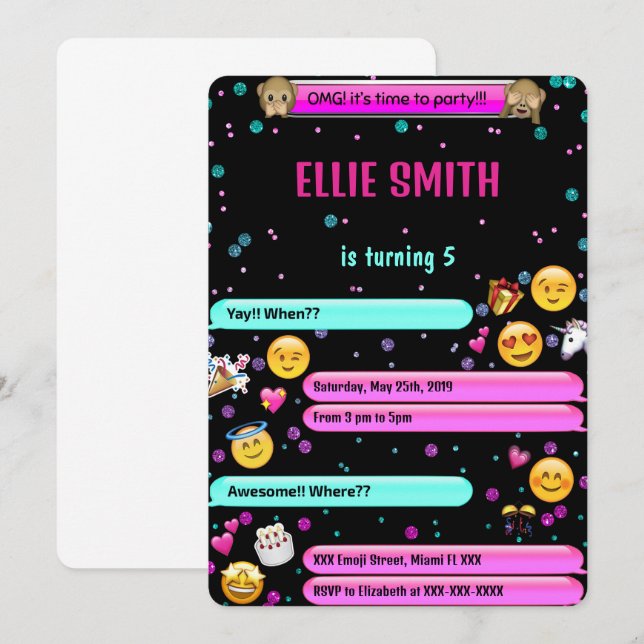 Emoji Birthday Invitation (Front/Back)