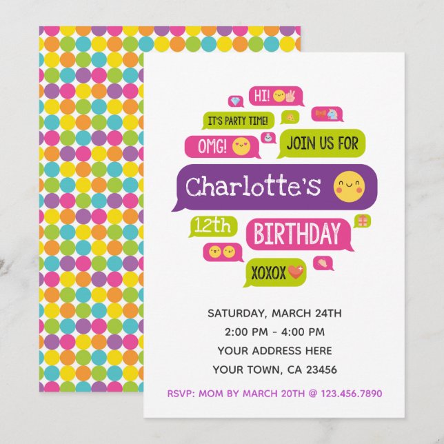 Emoji Birthday Invitation (Front/Back)