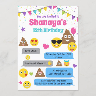 Emoji birthday invitation, Emoji Party Invite