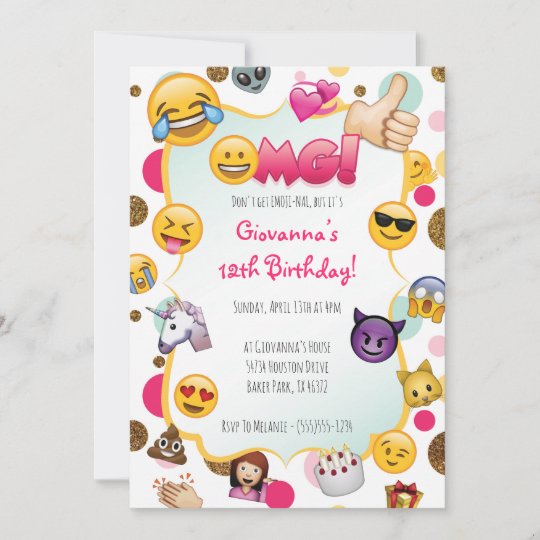 Emoji Birthday Invitation Emoji Themed Invites Zazzle Co Uk