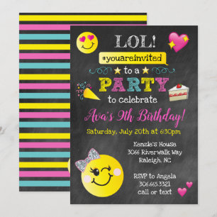 Emoji Birthday Party - Chalkboard Invitation