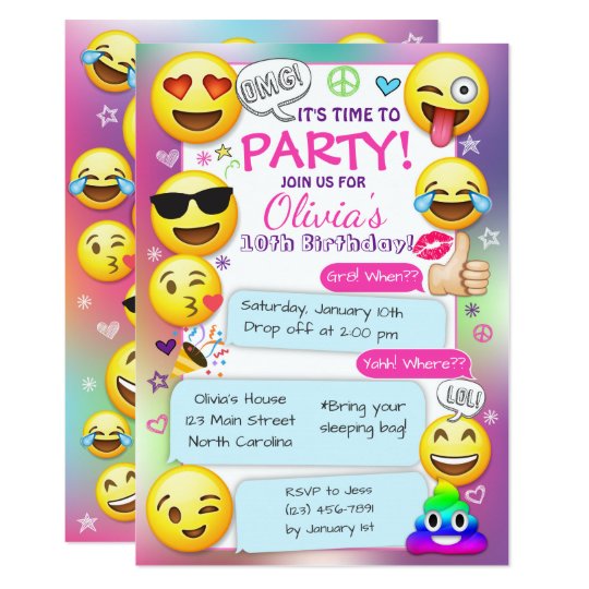 emoji birthday party invitations girl emoji party invitation