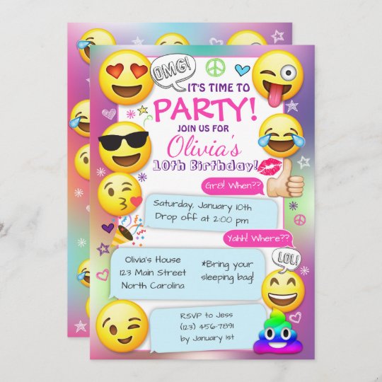 Emoji Birthday Party Invitations Girl Emoji Party Invitation Zazzle Co Uk Emoji Birthday Party Invitations Girl Emoji Party Invitation Zazzle Co Uk