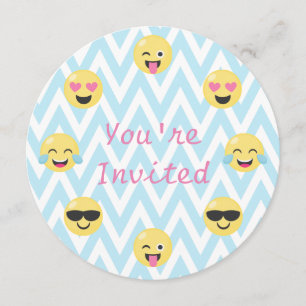 Emoji Birthday Party Invite (round w/envelope)