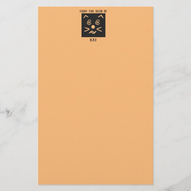 Emoji Cat Face and Your Name Minimalist Stationery (Front)