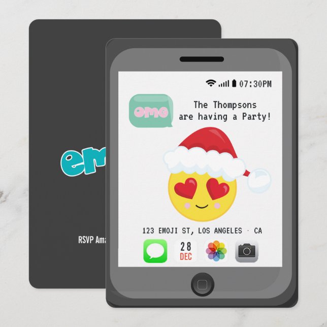 Emoji Christmas Party Invitation (Front/Back)