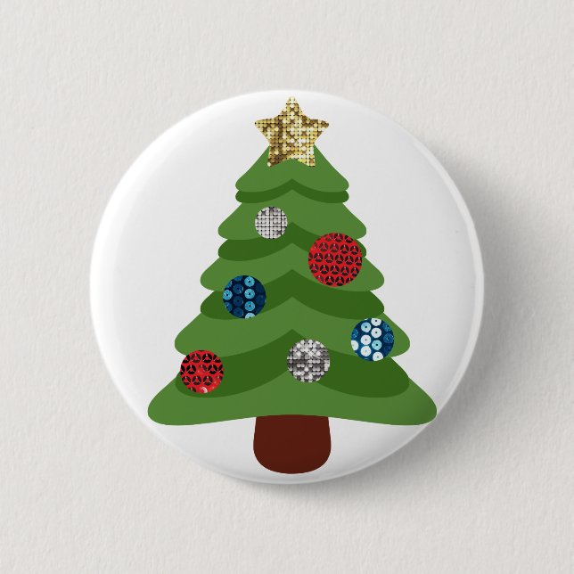 emoji christmas tree 6 cm round badge (Front)