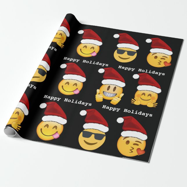 Emoji Christmas Wrapping Paper (Unrolled)
