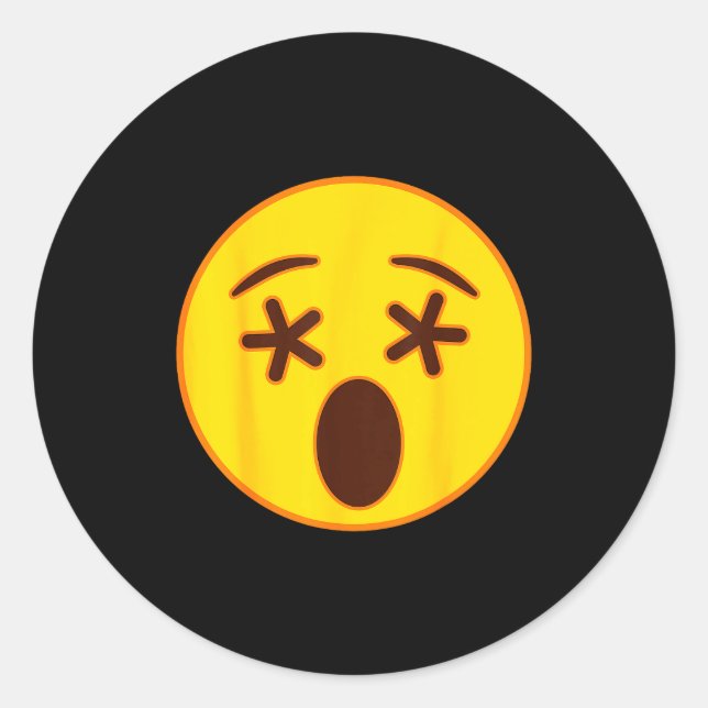 Emoji Crossed Out Eyes Yellow Smile Face  Classic Round Sticker (Front)