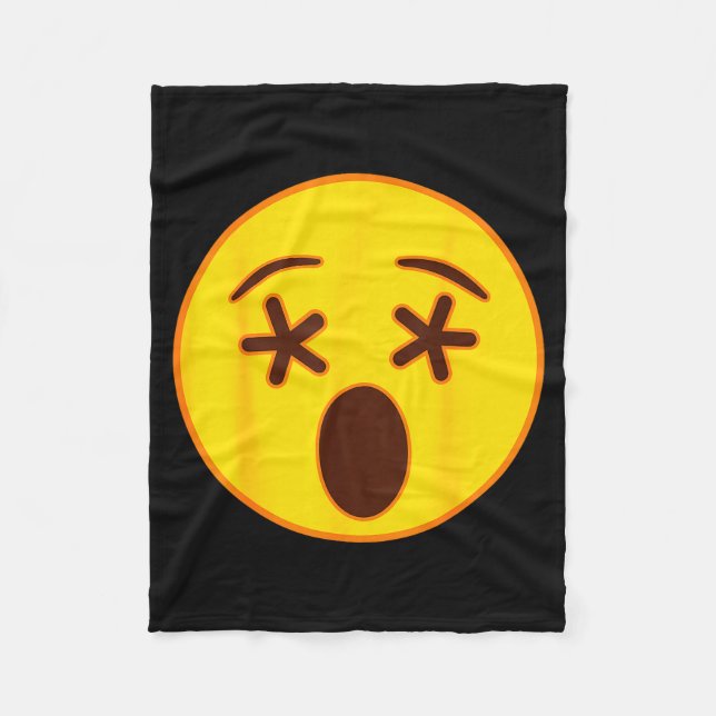 Emoji Crossed Out Eyes Yellow Smile Face  Fleece Blanket (Front)