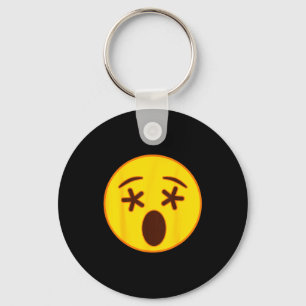 Emoji Crossed Out Eyes Yellow Smile Face Key Ring