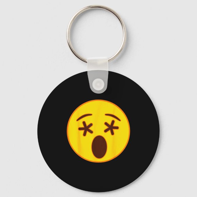 Emoji Crossed Out Eyes Yellow Smile Face  Key Ring (Front)