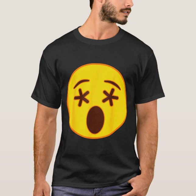 Emoji Crossed Out Eyes Yellow Smile Face  T-Shirt (Front)