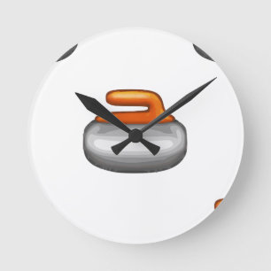 Emoji Curling Stone Round Clock