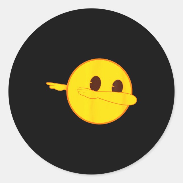 Emoji Dab Dabbing Yellow Smile Face  Classic Round Sticker (Front)