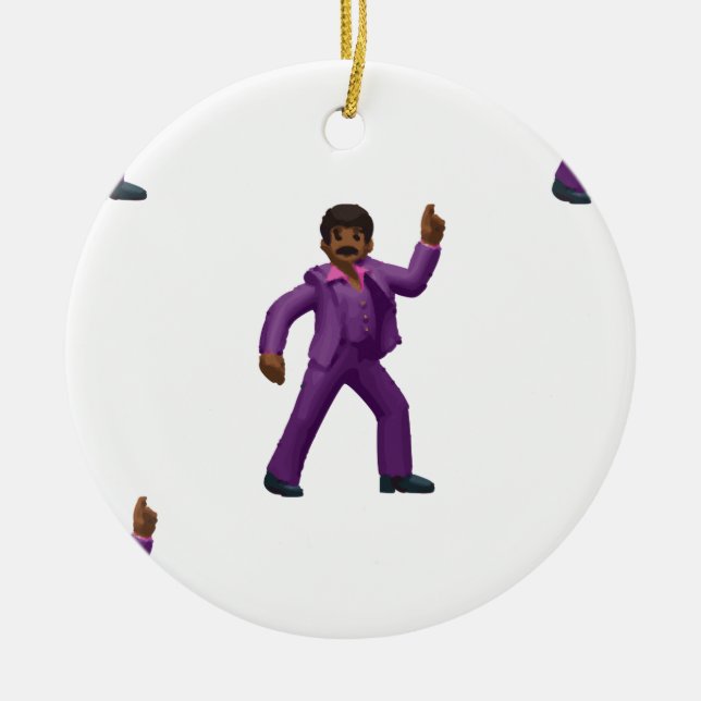 Emoji Dancing Man Ceramic Tree Decoration (Front)