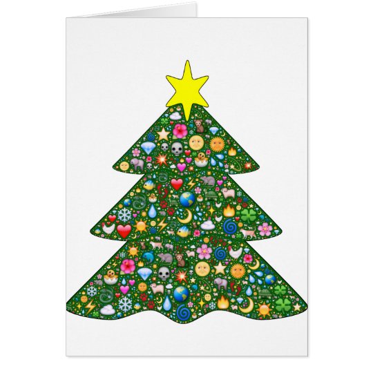 Emoji-decorated tree Holiday greeting card