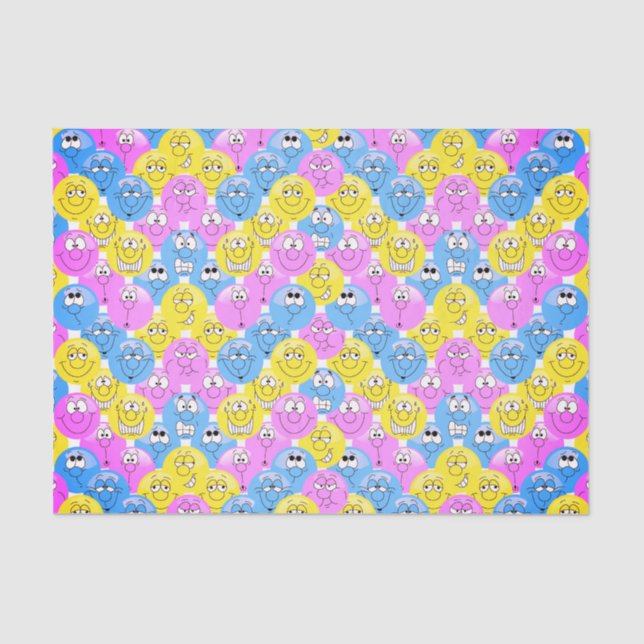 Emoji 😊 Design Funny Pastel Faces Tissue Paper (Front)