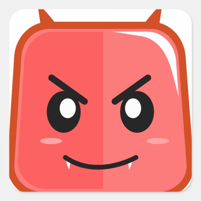 Emoji Devil Red Angry Faced Sticker (Front)