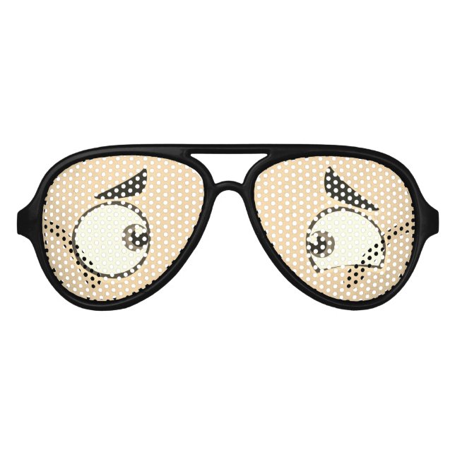 EMOJI EYES. FUNNY COMICS CARTOON EYES AVIATOR SUNGLASSES (Front)
