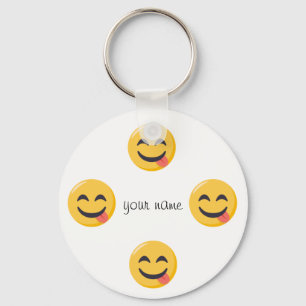 Emoji Face  and '' Your Name Here " Key Ring