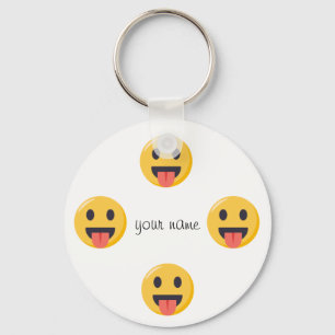Emoji Face and '' Your Name Here " Key Ring