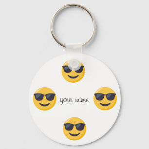 Emoji Face  and '' Your Name Here " Key Ring