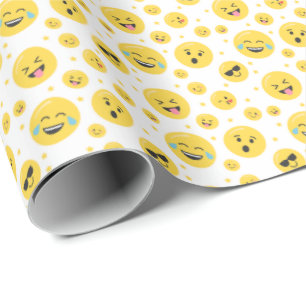 Emoji Faces Any Age Birthday Wrapping Paper