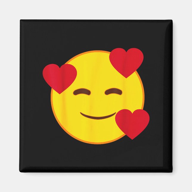 Emoji Floating Hearts Yellow Smile Face  Magnet (Front)