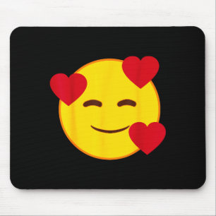 Emoji Floating Hearts Yellow Smile Face Mouse Mat