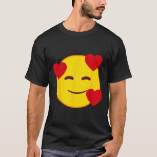 Emoji Floating Hearts Yellow Smile Face  T-Shirt
