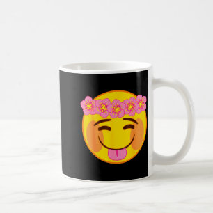 Emoji Flower Crown Tongue Yellow Smile Face Coffee Mug
