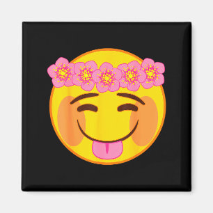 Emoji Flower Crown Tongue Yellow Smile Face Magnet